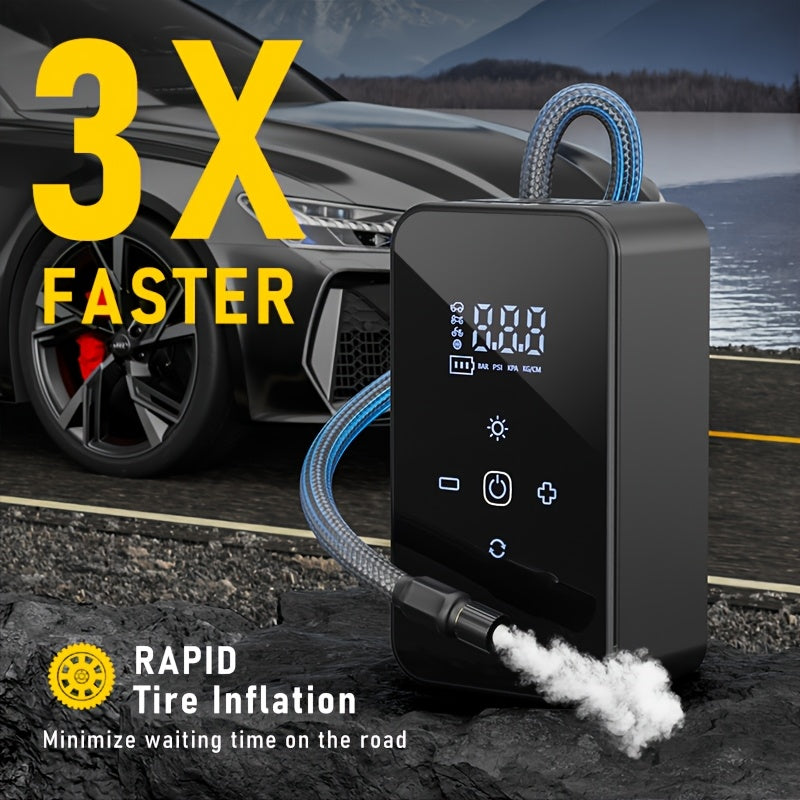 Portable Tire Inflator USB-C Rechargeable – 150 PSI Cordless Air Pump with Digital Pressure Gauge, LED Light & 5 Inflation Modes for Car, Motorcycle, Bicycle, Ball – Lightweight Garage Tool