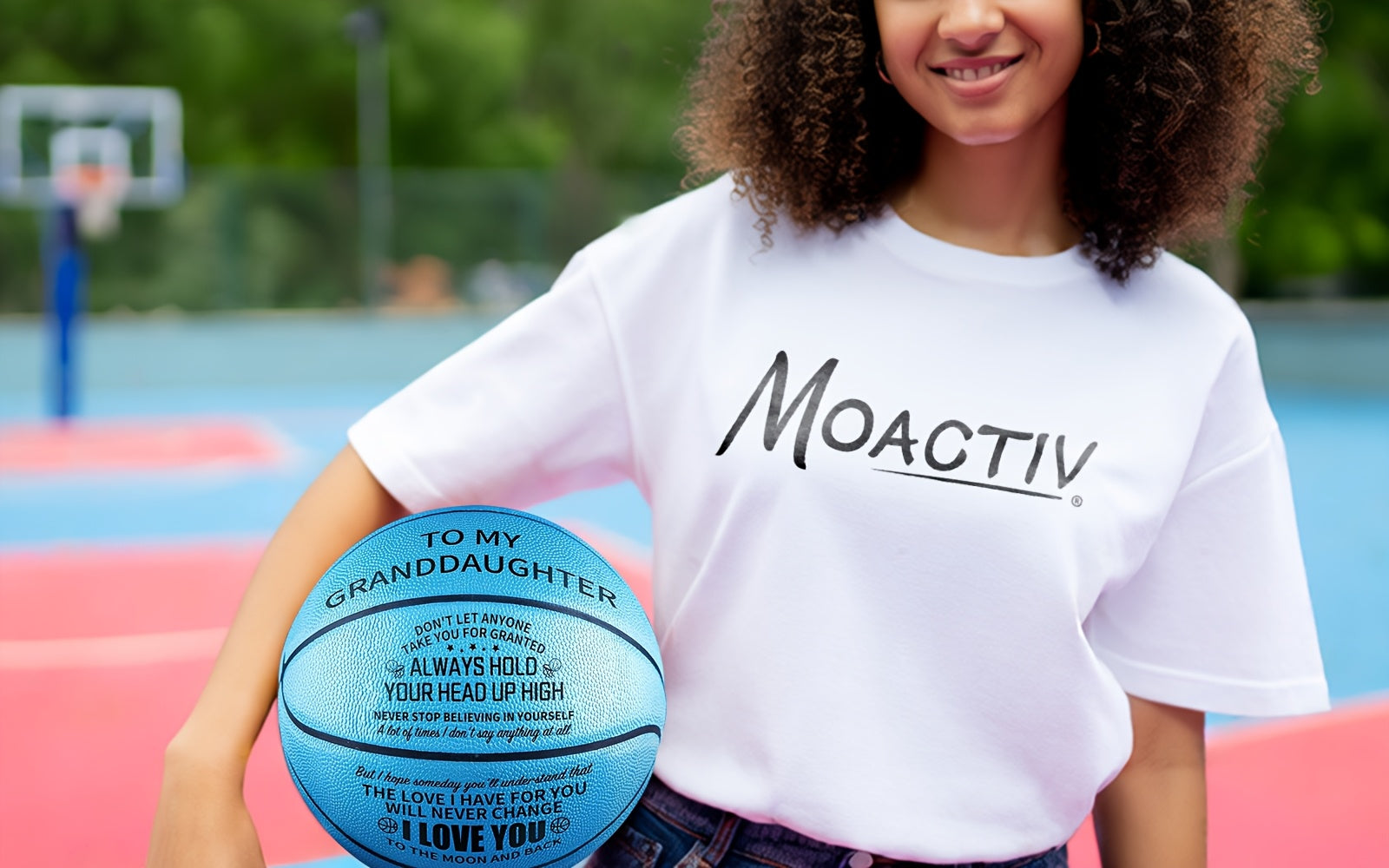 Personalized Engraved Basketball for Grandson & Son – Inspirational Motivational Size 7 PU Basketball with Air Pump, Heartfelt Birthday Christmas Anniversary Gift, Blue Red Gold Black