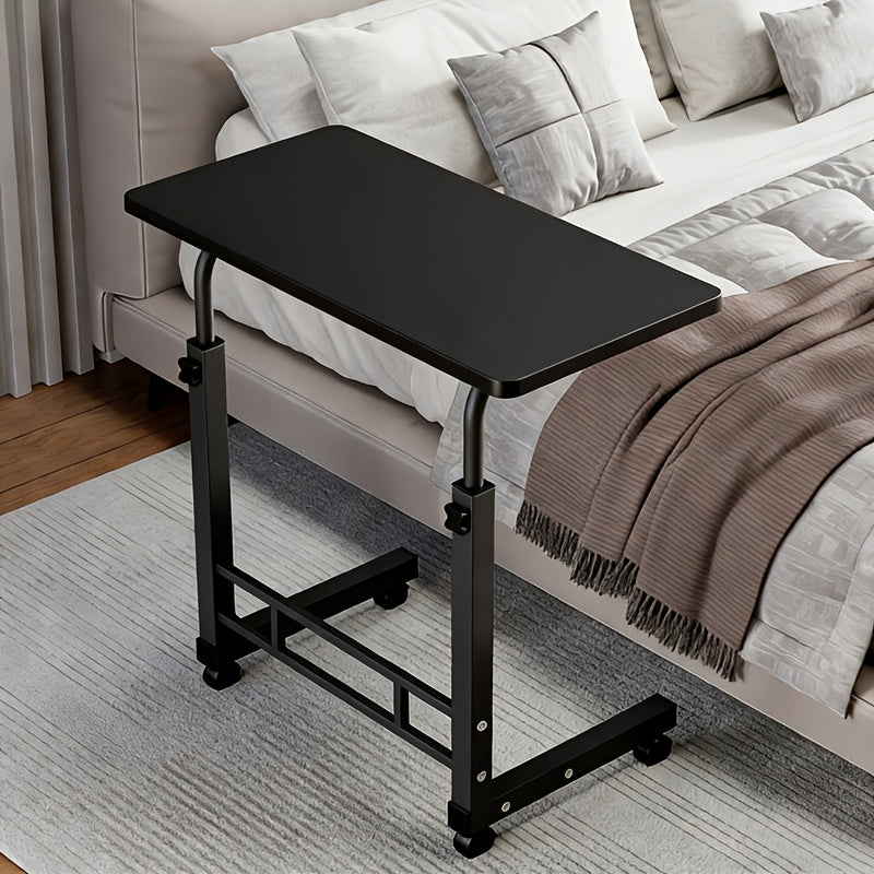 Rolling Folding Desk 3-Tier with Wheels Height Adjustable Expandable Desktop Storage Shelf Laptop Study Home Office Bedroom Living Room Computer Table Multi-Color