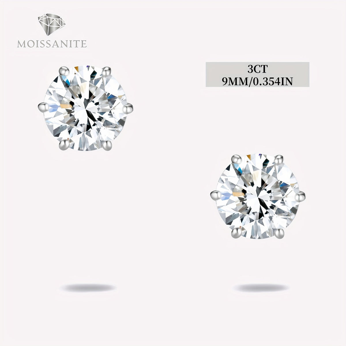 Moissanite Stud Earrings D Color VVS Brilliant Round Cut S925 Sterling Silver – 1CT to 10CT Options, Velvet Pouch & Polishing Cloth Included, Perfect Birthday, Christmas & Valentine’s Day Gift (4.25g)