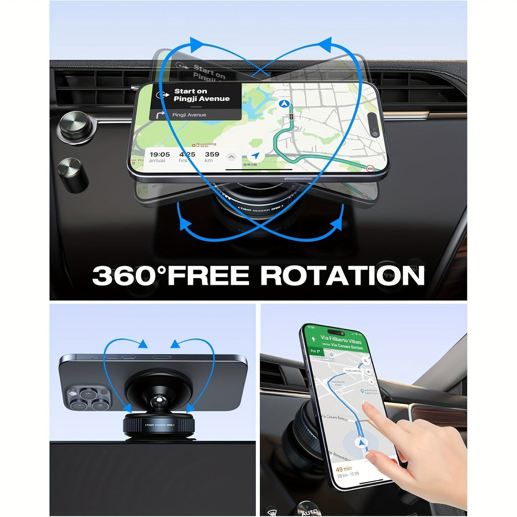 Magnetic Phone Holder with Vacuum Suction Cup, 360° Adjustable Hands-Free Phone Mount for Car, Gym, Mirror & Smooth Surfaces, Universal Magnetic Suction Phone Stand Compatible with All Smartphones
