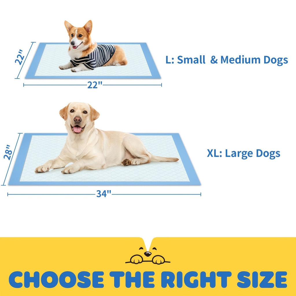Dog Pee Pads 100 Count 6-Layer Super Absorbent Puppy Training Pads Leak-Proof & Odor Control – Disposable Dog Potty Pads for Puppies, Dogs & Cats, 34"x28" or 22"x22"
