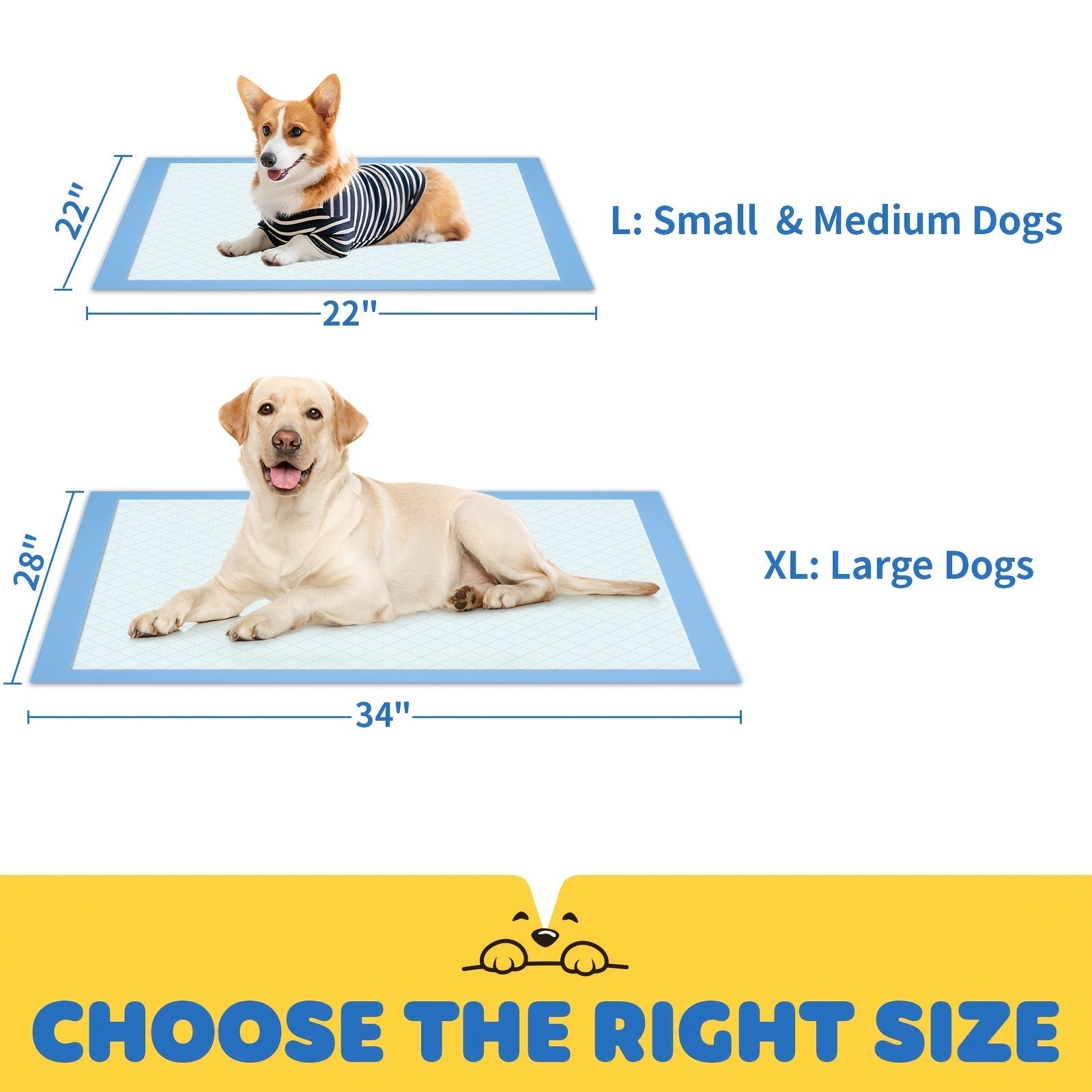 Dog Pee Pads 100 Count 6-Layer Super Absorbent Puppy Training Pads Leak-Proof & Odor Control – Disposable Dog Potty Pads for Puppies, Dogs & Cats, 34"x28" or 22"x22"