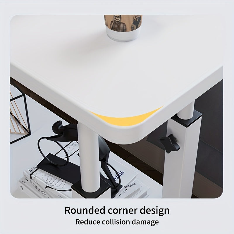 Height Adjustable Rolling Laptop Desk with Wheels & 2-Tier Storage – Sit-to-Stand Mobile Overbed Table, Computer Stand for Bed Couch Home Office Workstation, 6 Colors