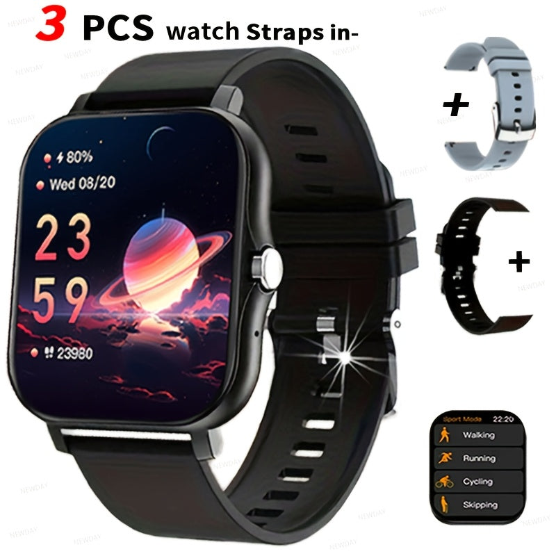Smartwatch 1.83 Inch Full Touch Screen Wireless Calling Message Reminder Heart Rate Sleep Monitor Pedometer Multi-Sport Modes USB Rechargeable Fitness Watch for Men Women