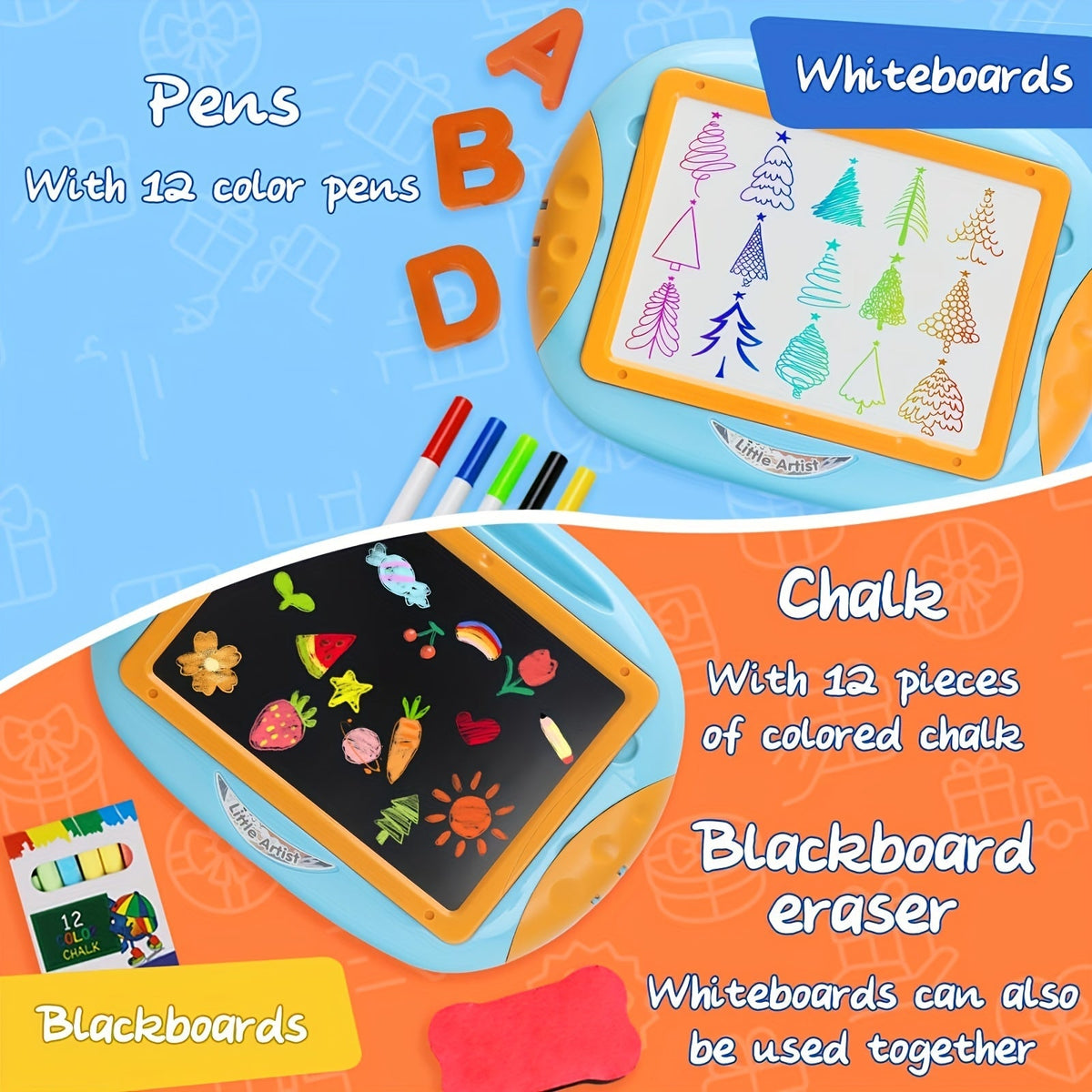 Kids Magnetic Drawing Board Double-Sided Doodle Board with Teaching Supplies – Portable Space-Saving Art Toy for Creative Drawing, Writing & Learning | Gift for Boys & Girls