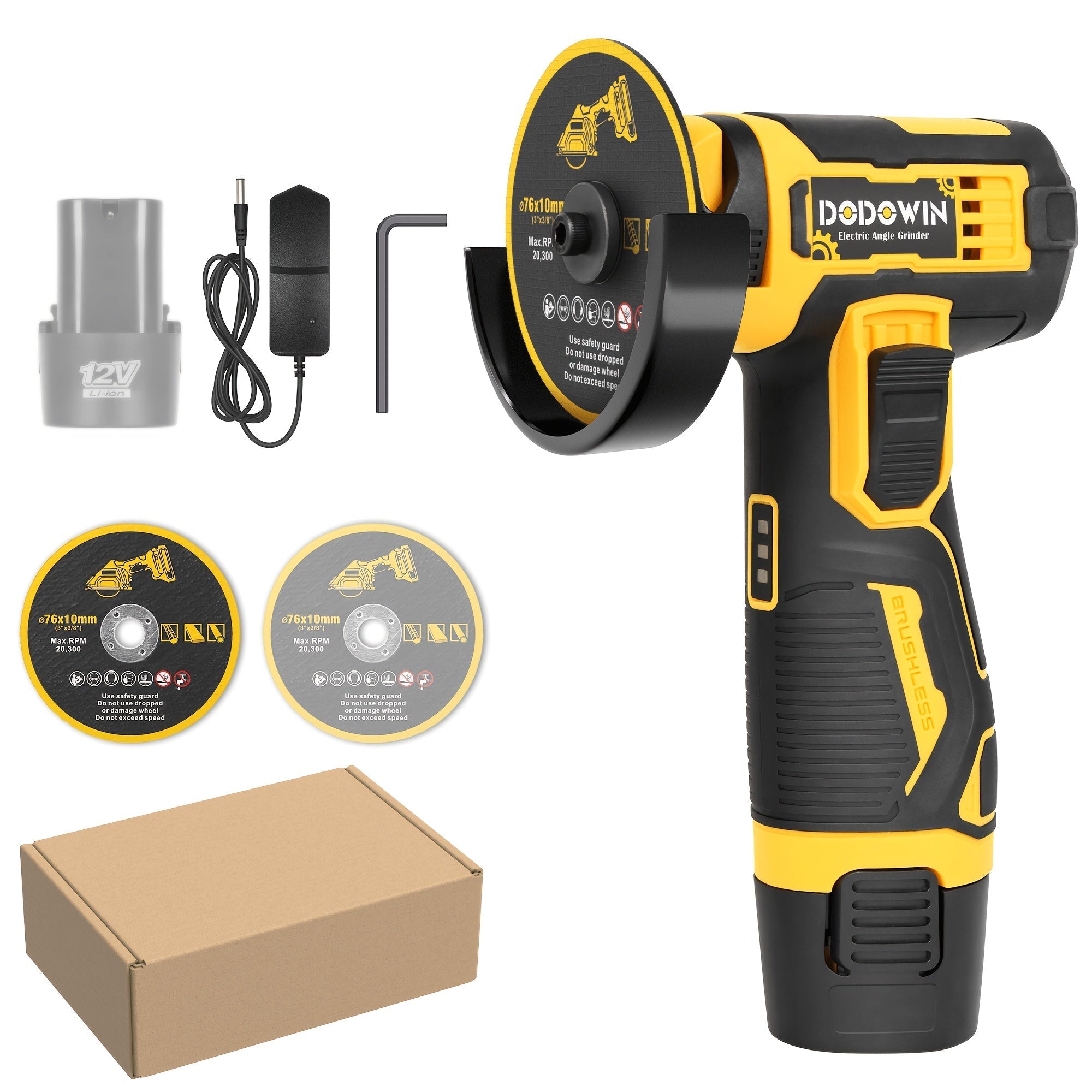 Mini Cordless Angle Grinder 19500 RPM Lithium Battery – Electric Grinding & Polishing Tool for Metal Wood Stone & Concrete with 1 or 2 Batteries Included