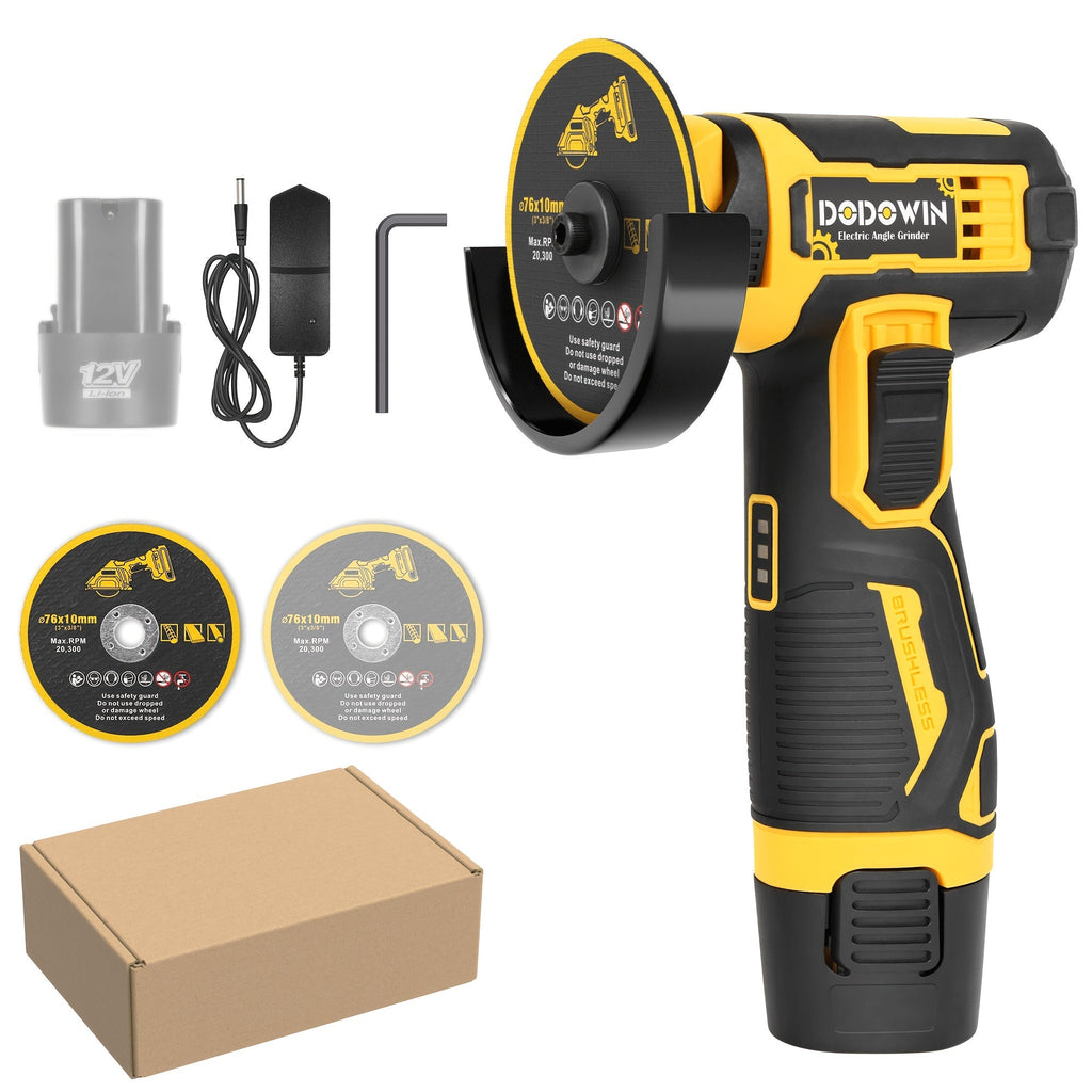 Mini Cordless Angle Grinder 19500 RPM Lithium Battery – Electric Grinding & Polishing Tool for Metal Wood Stone & Concrete with 1 or 2 Batteries Included