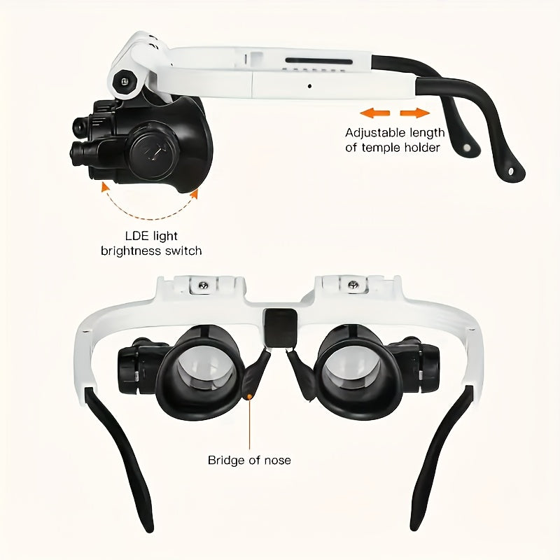 Head Mounted Magnifier 8X 15X 23X Hands-Free Dual Lens Magnifying Headset with Adjustable Headband – Precision Magnifier for Jewelry Making Electronics Repair Soldering Crafting Diamond Painting and Reading