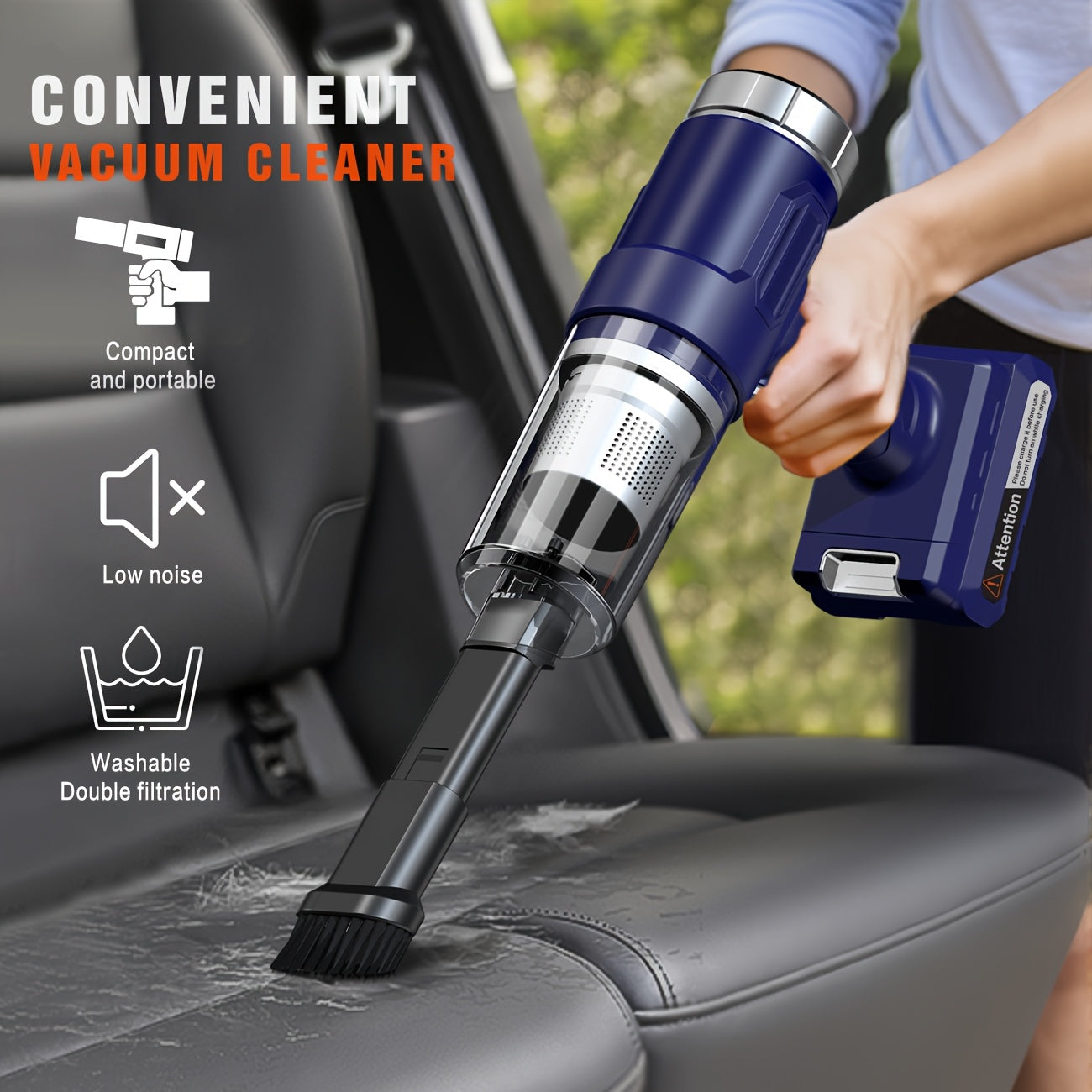 Cordless Gap Vacuum Cleaner 5KPa Strong Suction USB Rechargeable Handheld Dust Collector for Car Seat Gaps RV Kitchen Floor Home Office 2000mAh Battery One-Click Empty Slim Portable Design