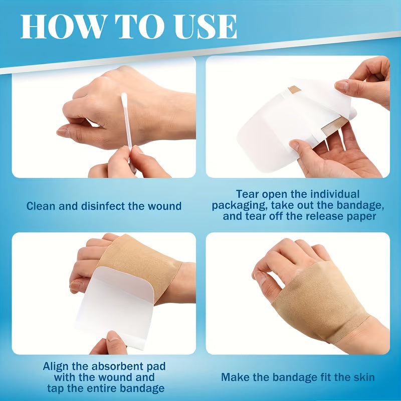 Extra Large Waterproof Bandages 50/100pcs Breathable Flexible Gauze Wound Care Patches First Aid Hemostasis Outdoor Sports Adhesive Bandage Bulk Pack for Adults Kids Home Emergency Kit