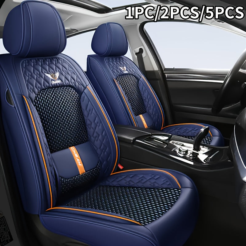Universal Car Seat Covers Faux Leather Waterproof – Full Set 5-Seat or 2 Front Seats for SUV Sedan Pickup, 3D Diamond Sponge Cushion, Stretchable Non-Slip