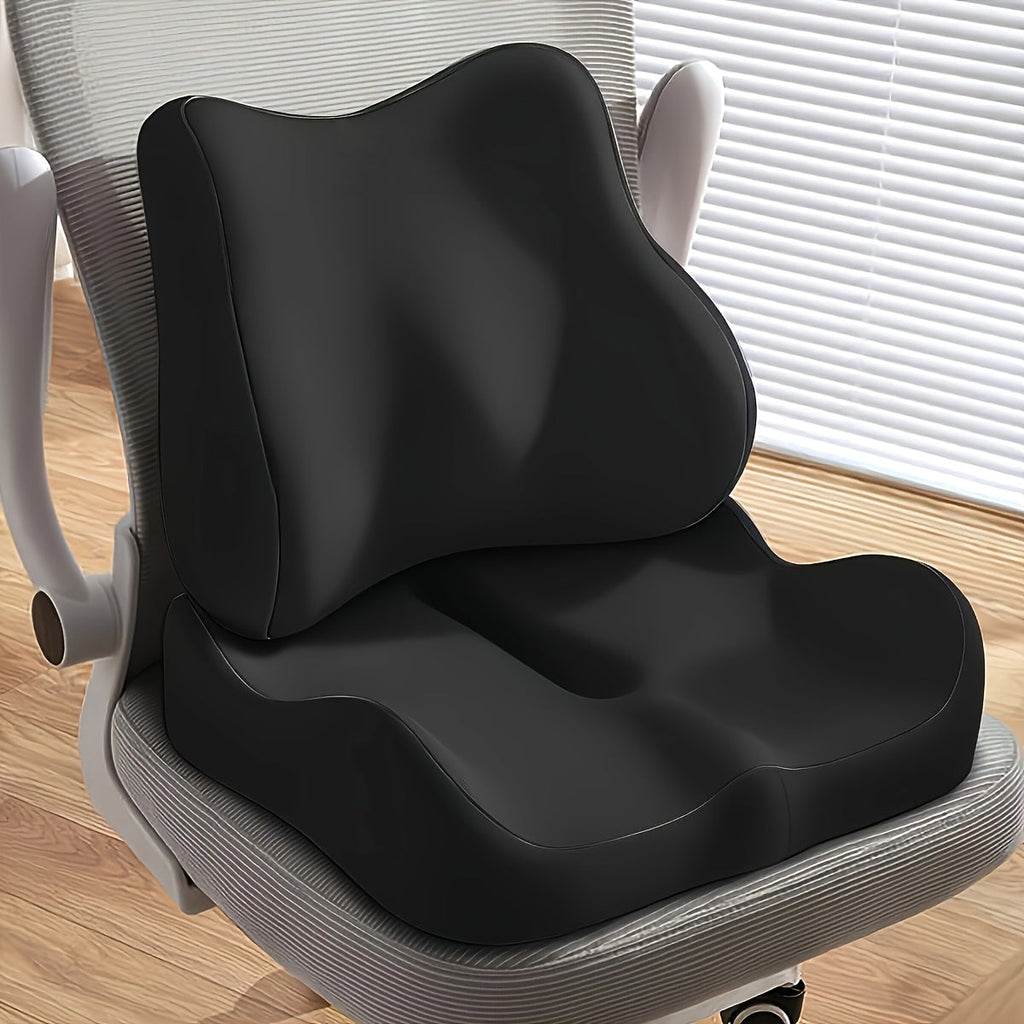 Memory Foam Seat Cushion Ergonomic Tailbone Coccyx Relief for Office Chair Wheelchair Car Seat – Contoured Non-Slip Breathable Knit Cover Lumbar Support Multiple Colors