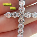 Moissanite Cross Necklace 925 Sterling Silver 11ct Brilliant Cut Pendant Necklace for Women - Luxury Hypoallergenic Religious Jewelry Gift for Her Valentine's Day Christmas