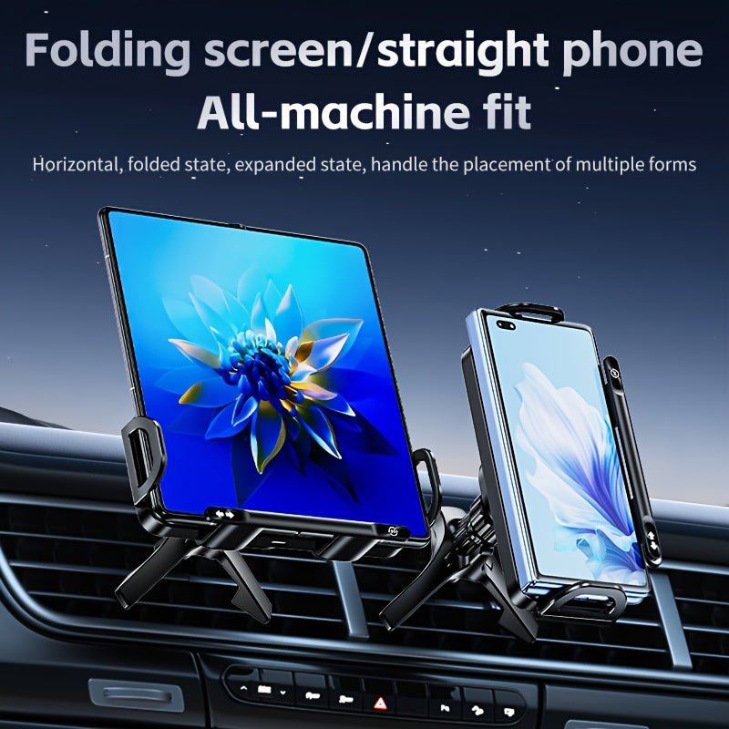 15W Wireless Car Charger Mount Auto-Clamping for Samsung Galaxy Z Fold6 Fold5 Fold4 iPhone 16 15 14 13 12 Pro Max – Electric Horizontal Vertical Adjustment Fast Wireless Charging Car Phone Holder 4.3"-6.9"
