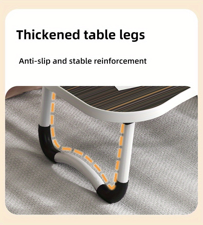 Foldable Laptop Desk Portable Bed Desk with Cup Holder Tablet Slot Fiberboard Lap Desk for Work Study Drawing Gaming Dining in Bed Sofa Floor Black and Walnut Home Office Gift