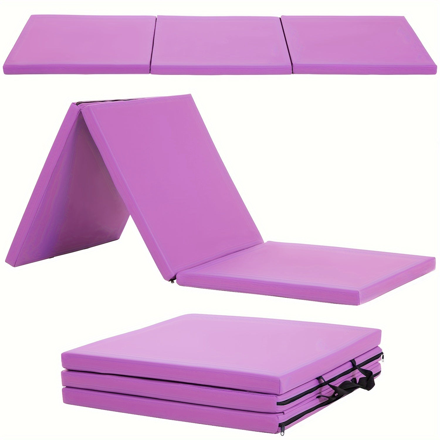 Tri-Fold Yoga Mat Heavy Duty Non-Slip with Carrying Handles – High-Density Foam Folding Exercise Mat for Home Gym, MMA, Wrestling, Gymnastics & Stretching, Workout Mat for Men & Women