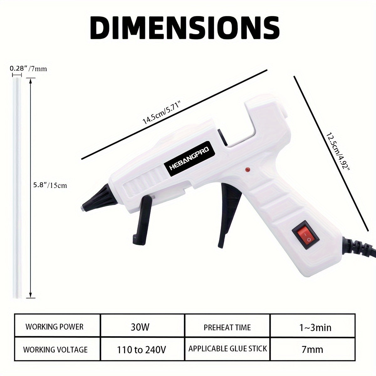 30W Hot Melt Glue Gun Kit with 30 Glue Sticks 7x150mm – Fast Heating Electric Glue Gun for School Arts Crafts DIY Projects Home Repairs Fabric Wood Plastic Foam – Multiple Color Options Beginner Friendly