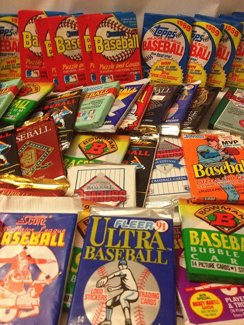 Assorted Vintage MLB Baseball Card Pack Lot 1980s-90s – 60 Cards Total, Chase Hall of Fame Stars & Rookies, Unsearched Packs, Perfect for Collectors & Gifts