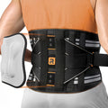 Lumbar Support Back Brace with Massage Pad Breathable Lower Back Support Belt for Men & Women – Adjustable Strap Pain Relief Waist Belt for Work Lifting Driving (Orange & Blue, S-XXL)