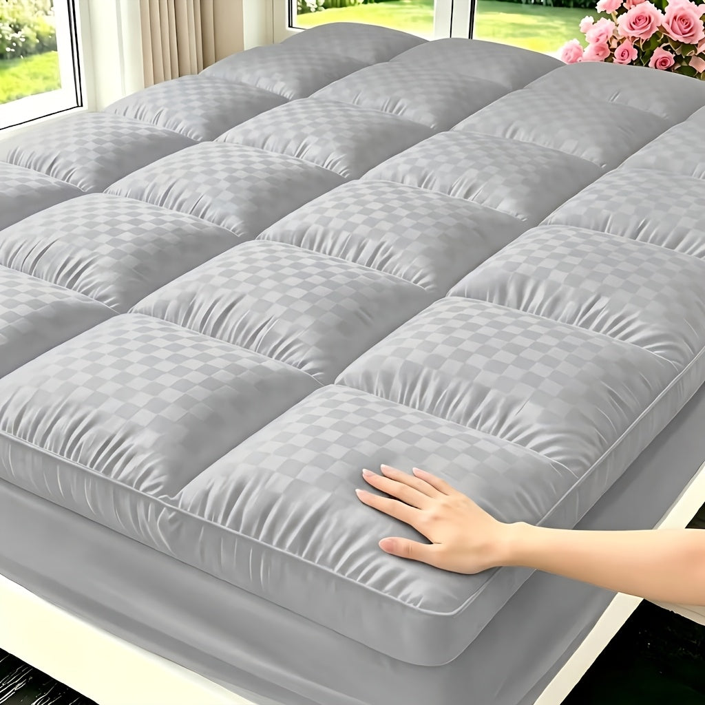 Quilted Pillow Top Mattress Topper Cooling Mattress Pad – Deep Pocket 8-21 Inch Fits Twin Full Queen King California King White Gray Black Navy Breathable Bedroom Upgrade Gift