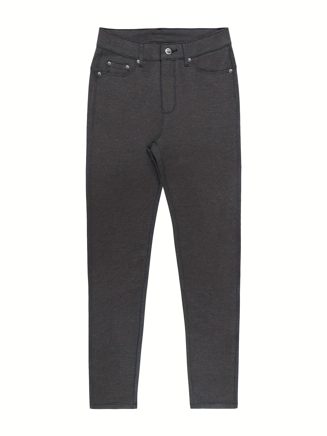 High Waist Stretch Skinny Jeans Women Metal Button Detail Street Style Slim Fit Denim Pants 10 Colors S-XXL