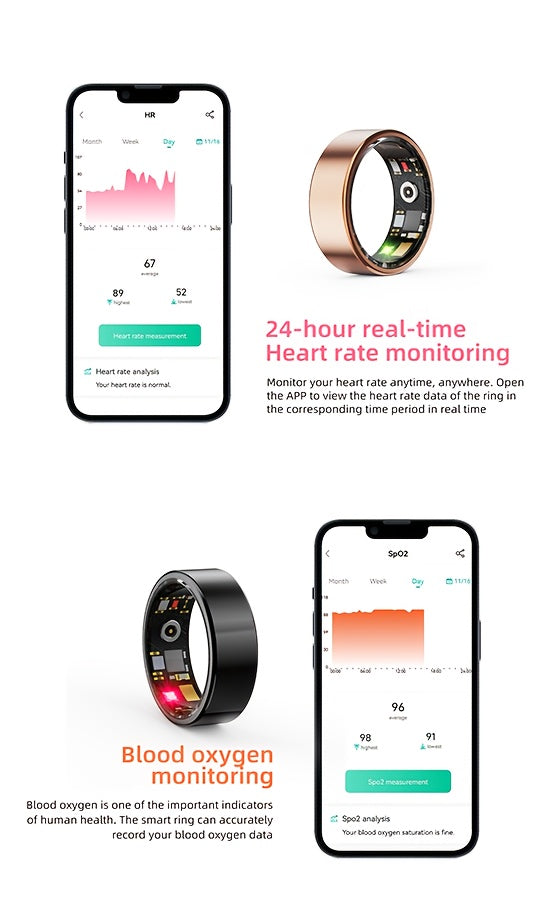 Smart Ring with Camera Control for Women & Men – IP68 Waterproof Fitness Tracker, Sleep Tracking, Step Counter, Exercise Monitoring, iPhone & Android Compatible, Black Rose Gold Silver Sizes 7–13