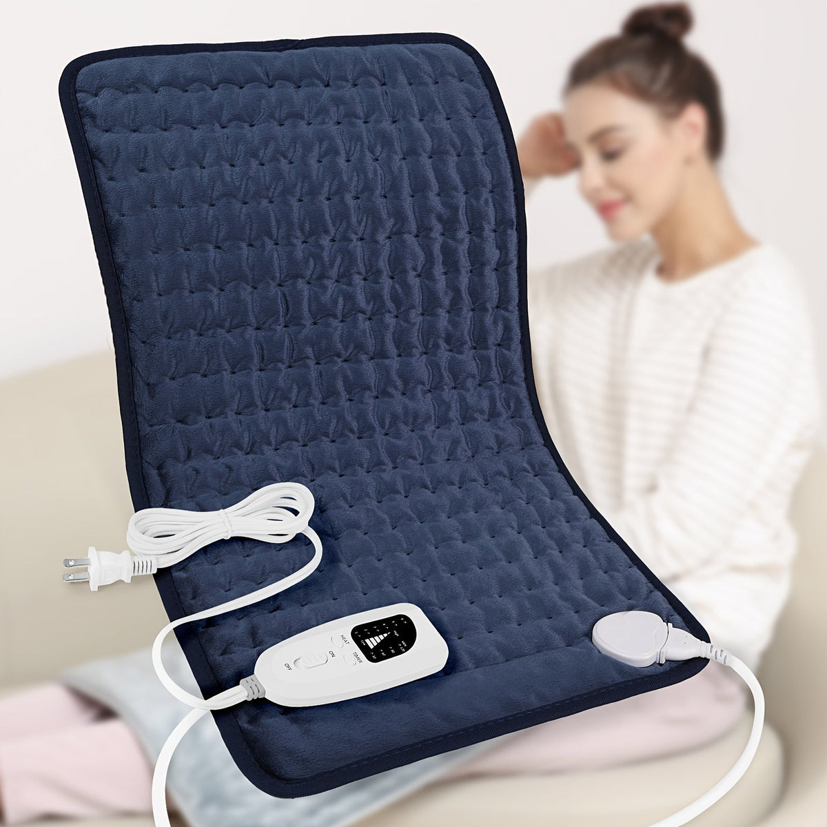 Extra Large Heating Pad 24"x12" for Back Neck Shoulders & Full Body – 6 Heat Settings 104–140°F, Wet & Dry Heat, Auto Shut-Off Timer, Machine Washable Ultra-Soft Flannel Electric Pad for Pain Relief