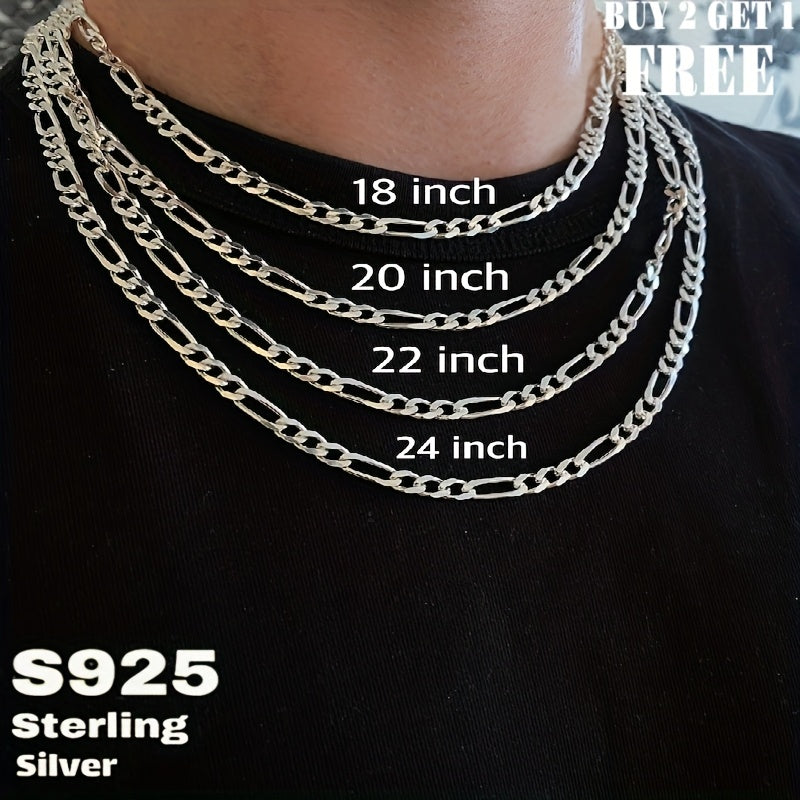 925 Sterling Silver Figaro Chain Necklace 8mm Wide Bold 6.25g Unisex – Heavy Retro Minimalist Chain for Men & Women 20in 24in Gift Box Included Birthday Anniversary Father's Day