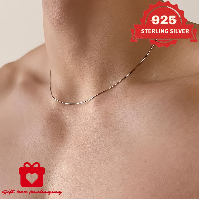 925 Sterling Silver 1mm Round Snake Chain Necklace Unisex – Handmade 6.24g Hypoallergenic Pendant Chain 16 18 20 22 24 Inch Gift Box Included Mother's Day Birthday Anniversary Gift for Him Her