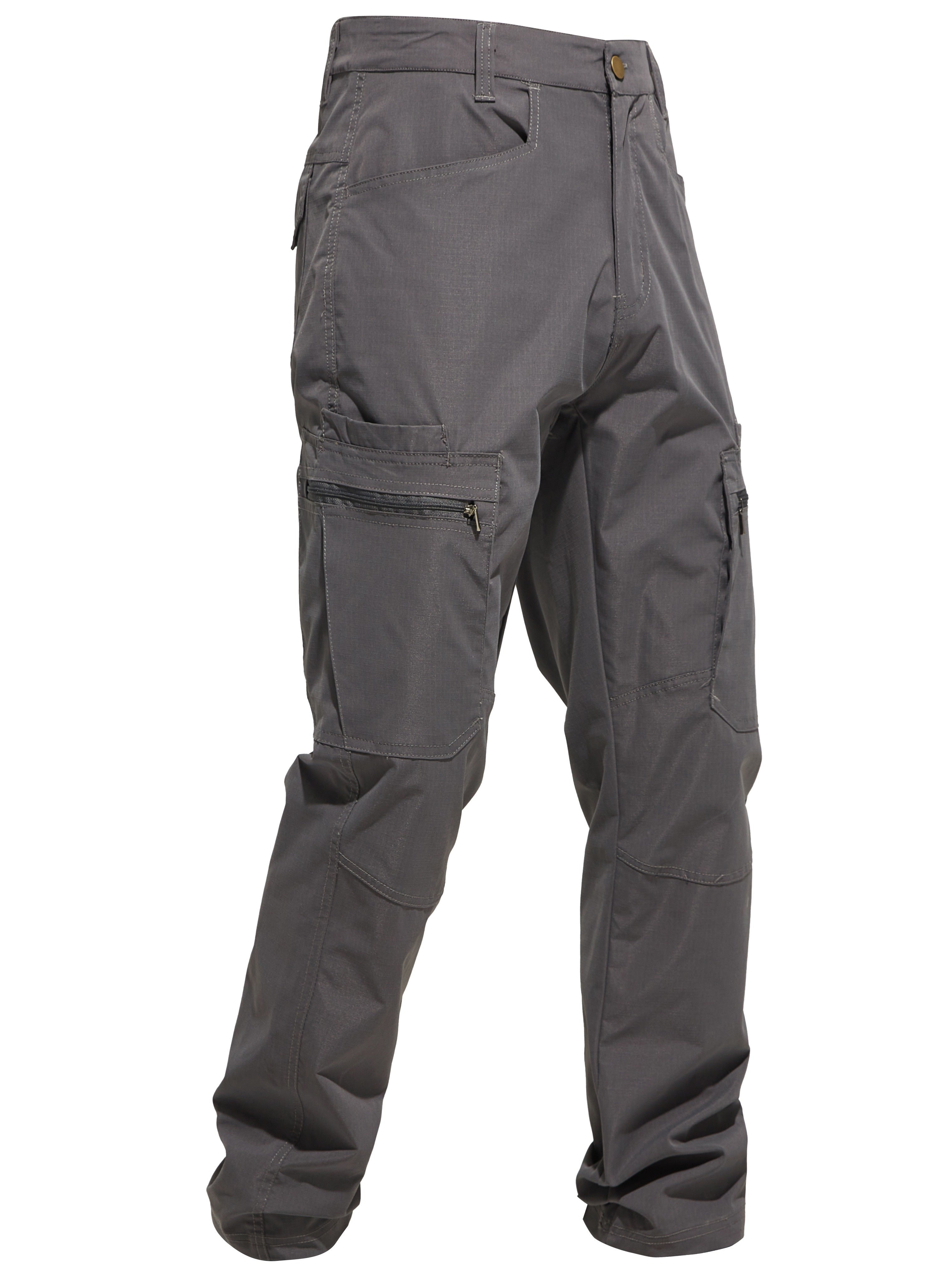 Men's Outdoor Cargo Hiking Pants Multi-Pocket Tactical Trousers All Season Lightweight Camping Fishing Cycling Dark Gray Khaki Sizes 30-42
