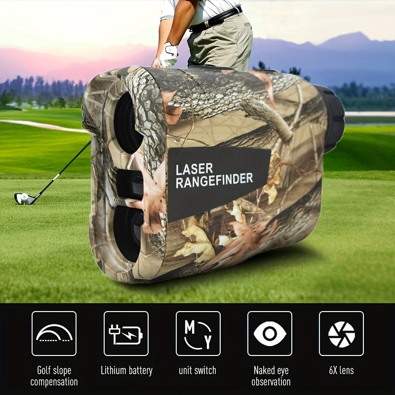 Laser Rangefinder 1200 Yards 6X Magnification Rechargeable – Slope Compensation Flagpole Lock Speed & Altitude Measurement Golf & Hunting Camo Rangefinder with Unit Conversion, LA12 Model