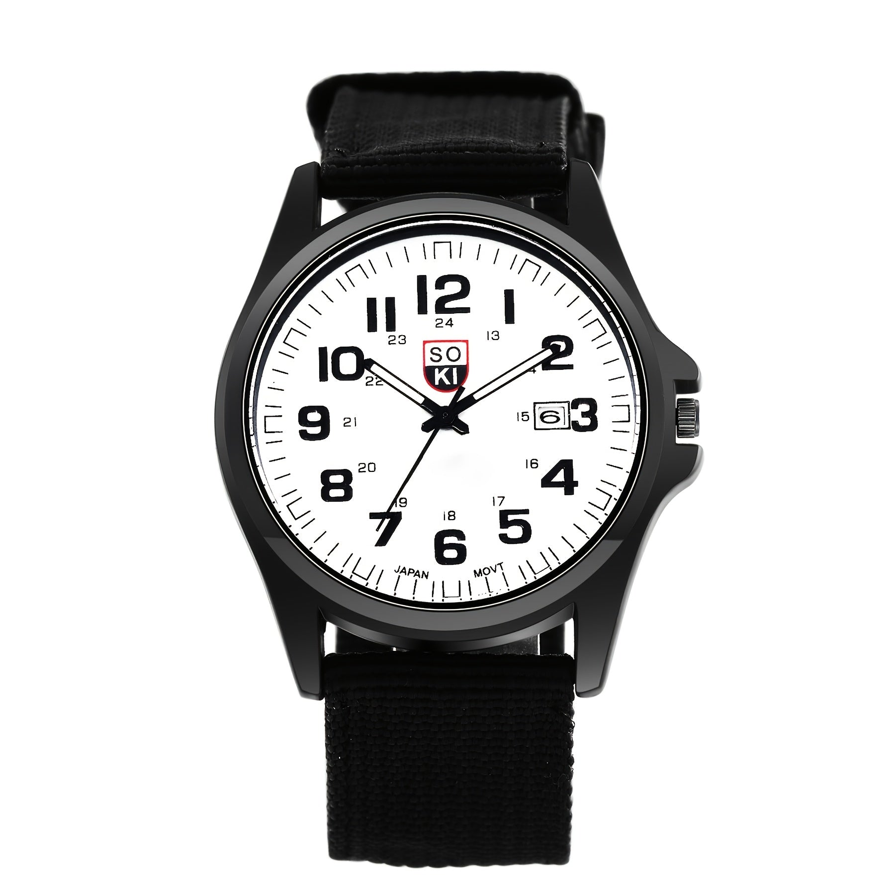 Men's Minimalist Nylon Strap Quartz Watch - Casual Analog Wristwatch with Luminous Dial, 24-Hour Calendar & Stainless Steel Case, Everyday Sport Field Watch for Men, Great Gift
