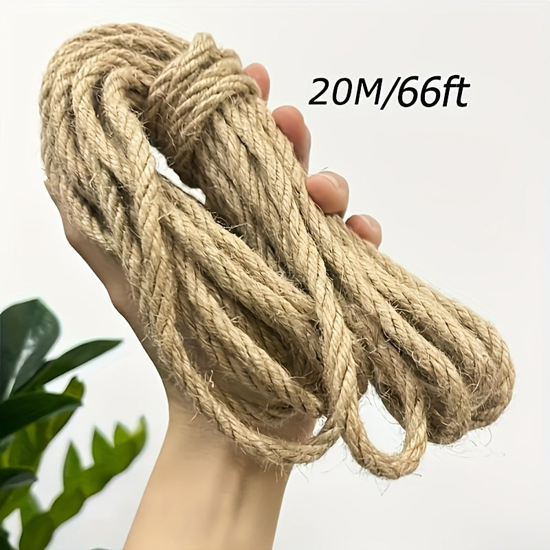 Natural Jute Rope 6mm x 787 Inch 65 Feet Rustic Beige Twine for DIY Crafts Macrame Cat Scratch Post Home Decor Farmhouse Bundling Hanging Garden Plant Ties