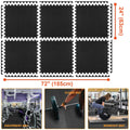 EVA Foam Puzzle Exercise Mat 24 SQFT 6-Tile Interlocking Floor Mat 24x24x0.5 Inch for Gym Garage Home Office Yoga Gymnastics Pilates Black