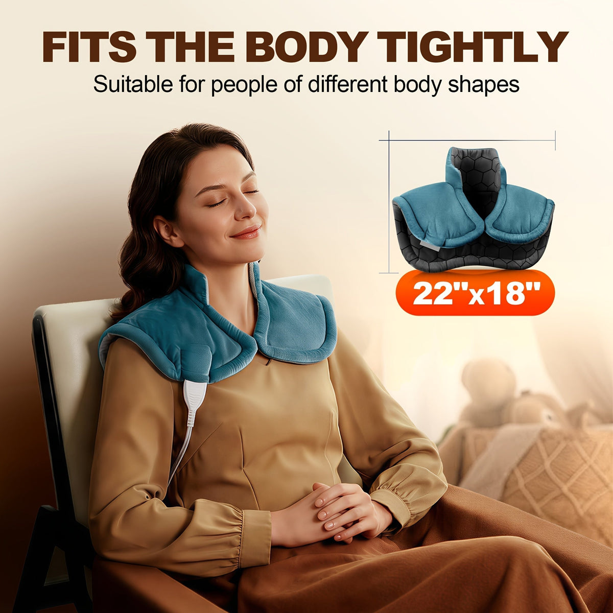 Graphene Heating Pad for Neck Shoulders & Back – 130W Woven Graphene Deep Heat Therapy, Large 22"x18", 6 Heat Settings, Weighted, Auto Shut-Off Timer, Machine Washable Electric Pad for Pain Relief