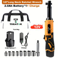 12V Cordless Ratchet Wrench Set 3/8 Drive 40 Ft-lbs Variable Speed – Fast Charge Lithium-Ion 7 Sockets for Automotive Repair DIY & Home Maintenance