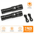 Rechargeable LED Flashlights 2-Pack – 1000-3000 Lumens Super Bright, 3 Modes, USB-C, Adjustable Beam, Emergency Power Outage Camping Hurricane Survival Gear Work Light