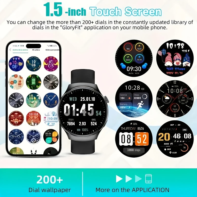 Smartwatch with Call Function Fitness Tracker for Men & Women – Silicone Strap, Step Counter, Heart Rate Monitor, Calorie Tracking, Sports Modes, Music & Camera Control