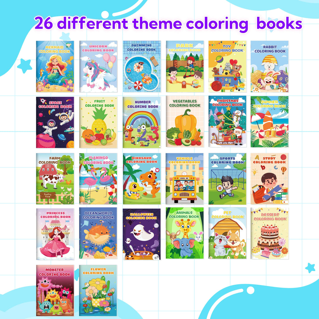 26 Pack Coloring Books for Kids Ages 3-8 Bulk Party Favors Dinosaur Mermaid Animal Designs Classroom Goodie Bag Stuffers Birthday Gifts School Activity Supplies