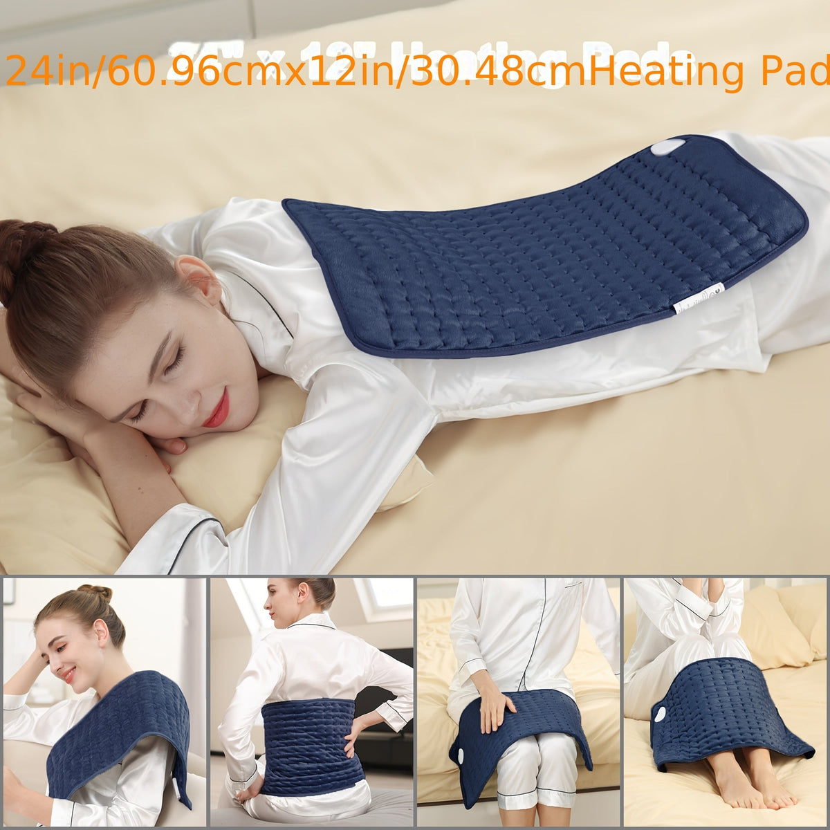 Extra Large Heating Pad 24"x12" for Back Neck Shoulders & Full Body – 6 Heat Settings 104–140°F, Wet & Dry Heat, Auto Shut-Off Timer, Machine Washable Ultra-Soft Flannel Electric Pad for Pain Relief