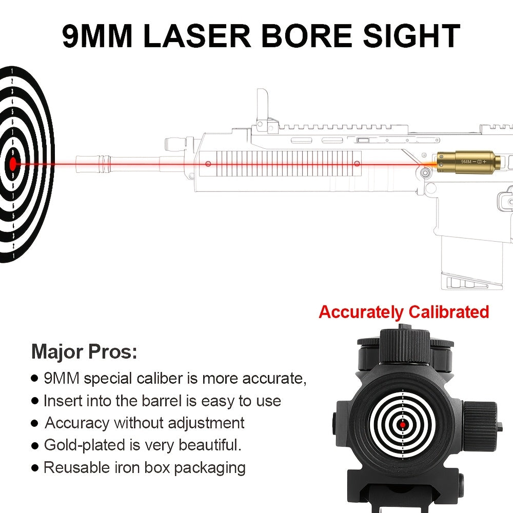 Laser Bore Sight Multi-Caliber Kit for 9mm, 45ACP, 223REM, 308WIN, 380ACP, 38SPL & 12GA – High-Precision Red Laser Boresighter for Rifles, Pistols & Shotguns, Easy Install, 2 Battery Sets Included