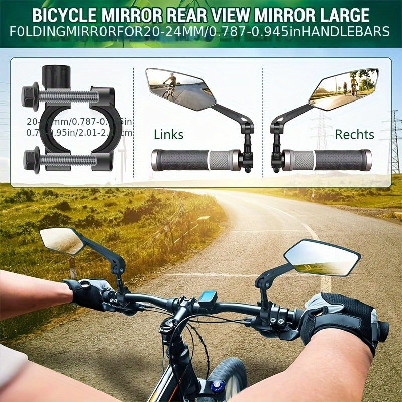 Bike Rearview Mirror Set 2-Pack – 360° Fully Adjustable HD Anti-Vibration Handlebar Mirrors Compatible with Bicycles, Electric Bikes & Scooters for Safe Riding