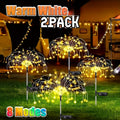 Solar Firework Lights Outdoor 2 Pack – 120 to 840 LED Waterproof Starburst Ground Stake Lights for Garden, Pathway, Lawn, Patio, Christmas, Halloween & Wedding Decoration, Warm White & Colorful