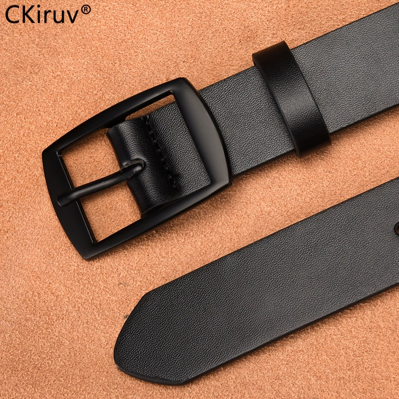 PU Faux Leather Belt for Men 3 Pack – Casual Alloy Buckle Jeans Belt Set in Black Brown Khaki Sizes 110cm 120cm 130cm, Versatile Everyday Belt Gift for Him