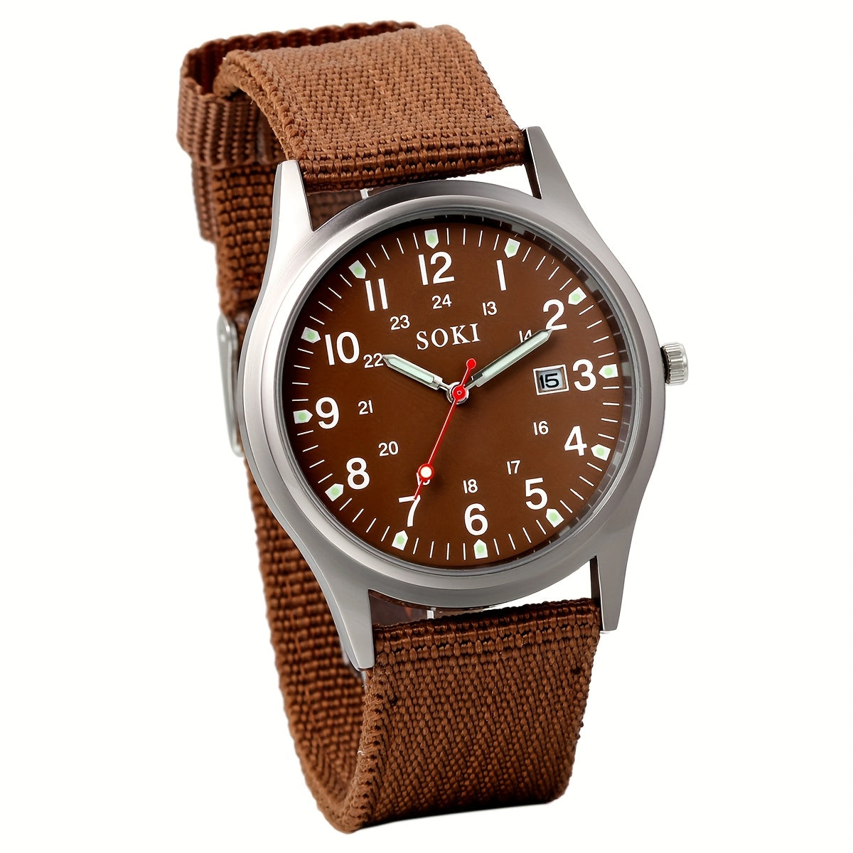 Men's Outdoor Sports Quartz Watch Nylon Strap Luminous Dial 24-Hour Military Scale – Calendar Function Lightweight Alloy Case Multi-Color Green Black Army Green Gift Watch for Men