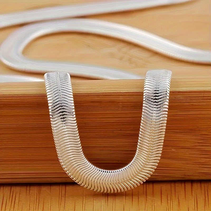 925 Sterling Silver Flat Snake Chain Necklace 20 Inch – Sleek Minimalist 2D Serpentine Unisex Jewelry Gift for Weddings Parties Christmas Holidays