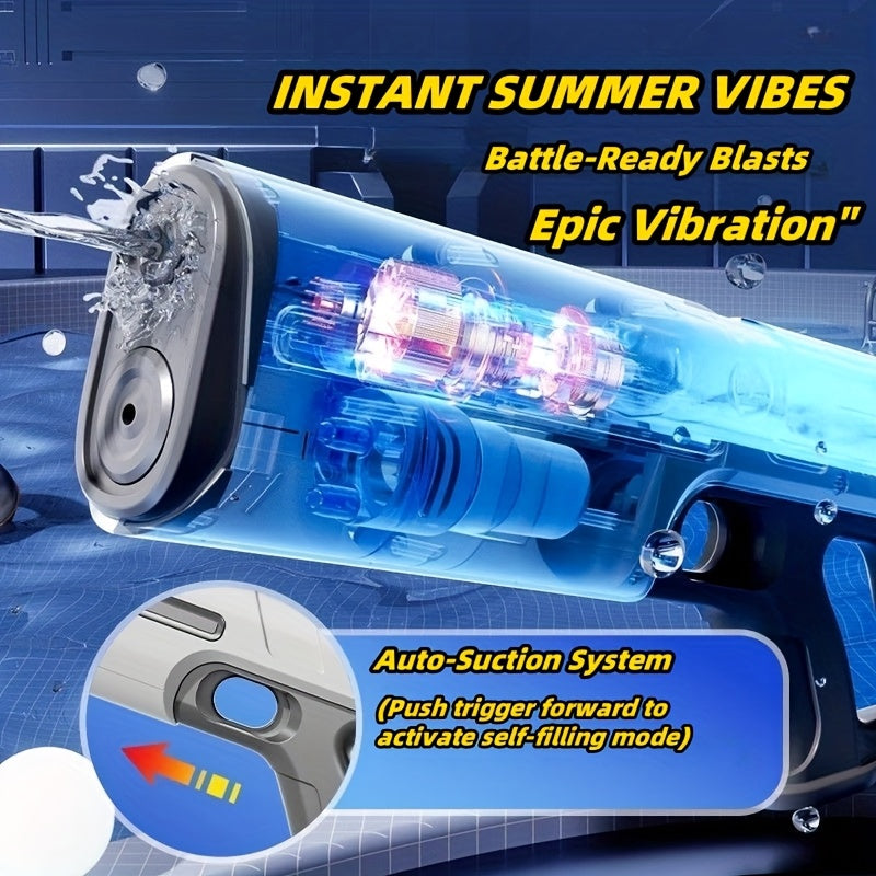 Electric Water Gun with LED Pulse Light & Auto-Fill – 40ft Long Range Rapid-Fire Squirt Gun, USB Rechargeable 240-Shot Tank, Water Blaster for Kids & Adults Pool Beach Backyard