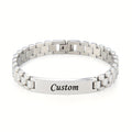 Men's Personalized Stainless Steel Bracelet Custom Letter Engraving Punk Style – 304L Hypoallergenic Wrist Jewelry 4 Colors Steel Gold Black, Birthday Father's Day Gift for Him Boyfriend Dad