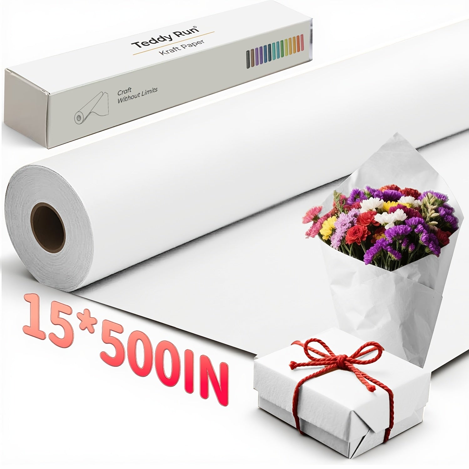Kraft Paper Roll 80GSM Multi-Size – Heavy Duty Wrapping Paper for Gift Wrap Bouquet Flower Packing Bulletin Board Craft Art Moving and Shipping – Black Red Brown White Wrapping Paper Roll